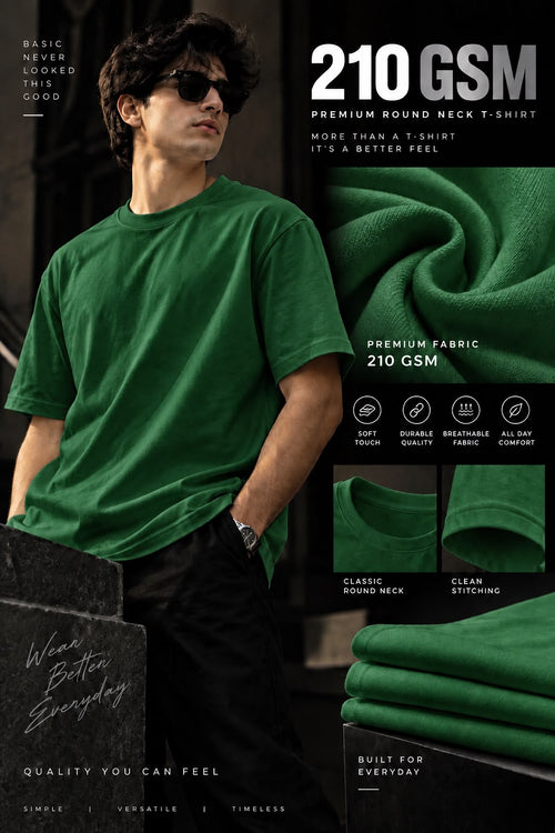 Maxgrapesy 210 GSM Premium Regular Fit Round Neck T-Shirt – 100% Cotton | 4 Colours