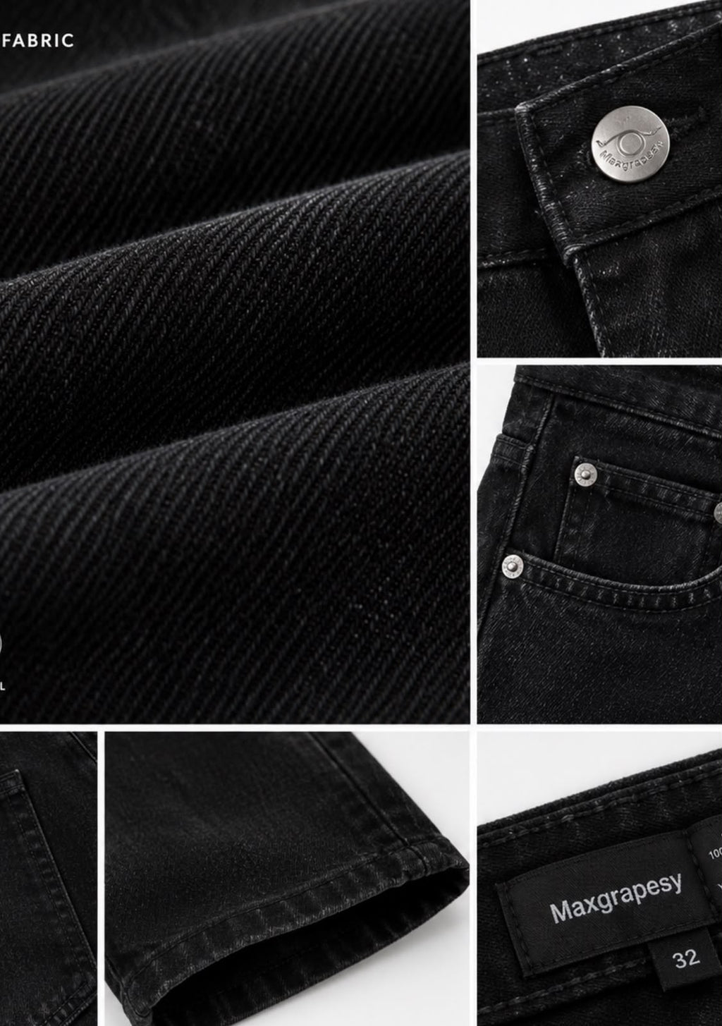 Maxgrapesy Men’s Black Washed Distressed Wide-Leg Baggy Fit Jeans