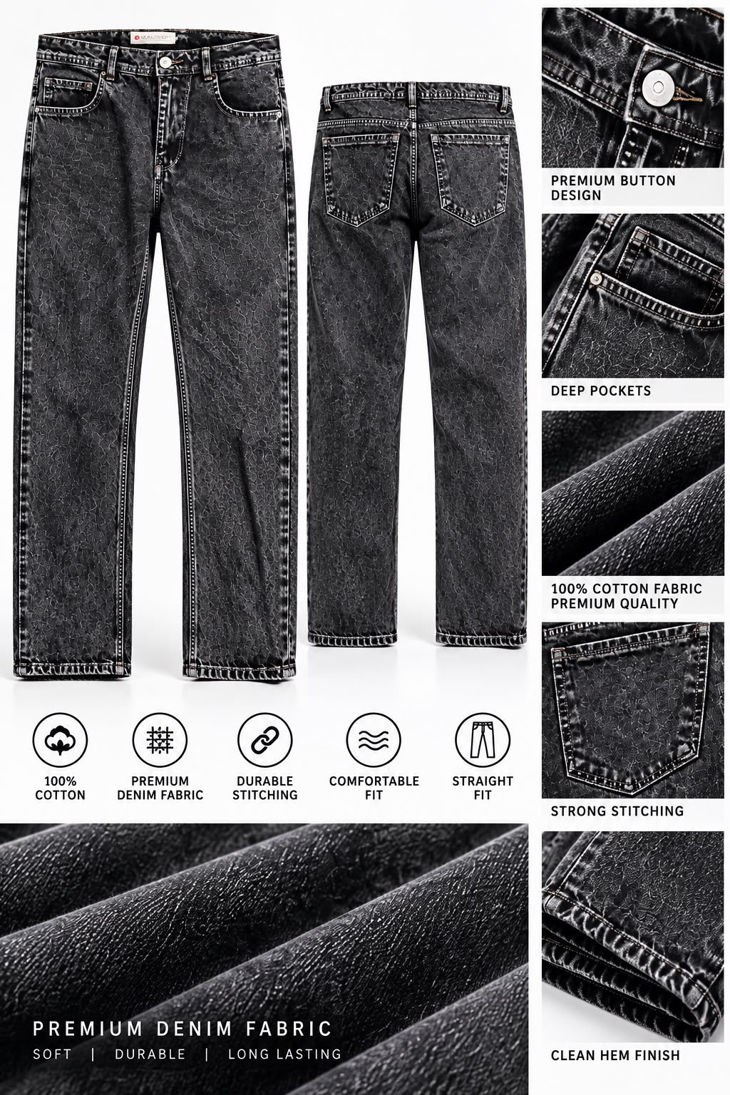 Maxgrapesy Washed Relaxed Fit Denim Premium Jeans For Mens