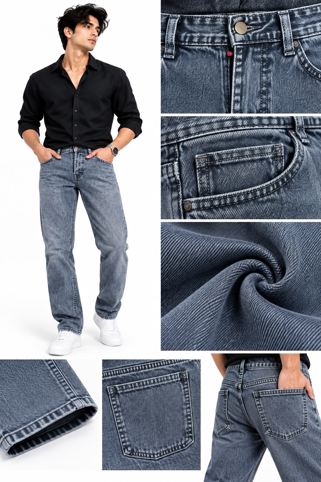 Maxgrapesy Men’s Straight Fit Washed Denim Jeans