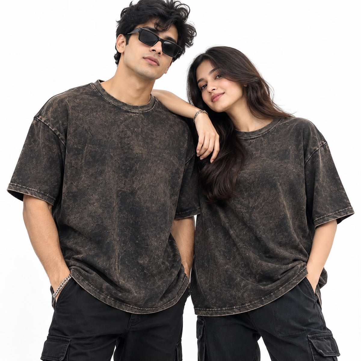 Maxgrapesy Acid Wash Oversized T-Shirt  For Unisex – Comfortable,Premium 100% Cotton, 210 GSM