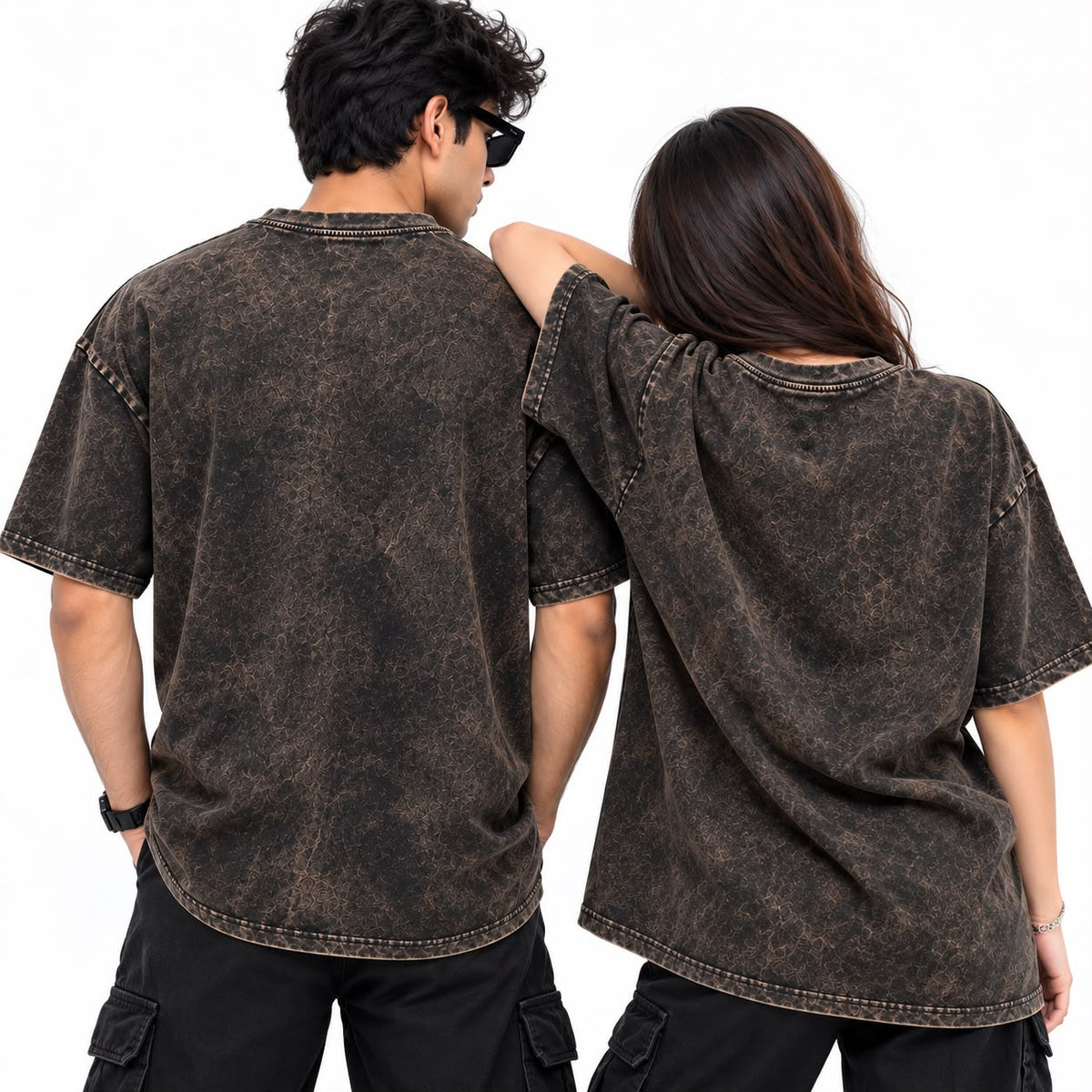 Maxgrapesy Acid Wash Oversized T-Shirt  For Unisex – Comfortable,Premium 100% Cotton, 210 GSM