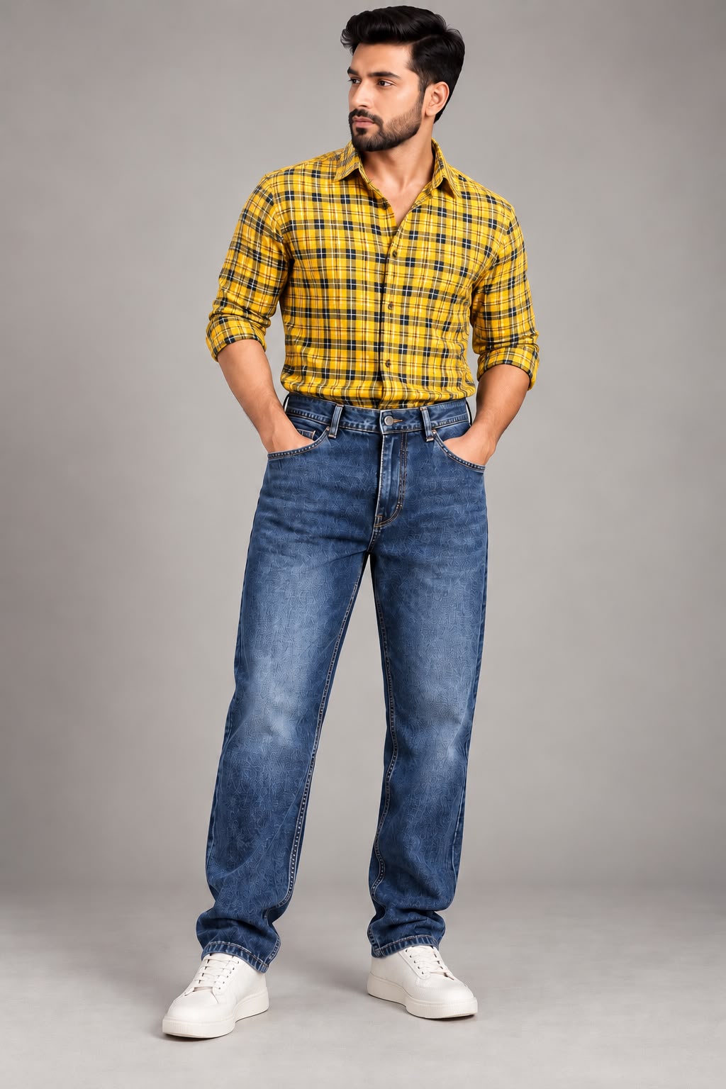 Maxgrapesy Men’s Blue Stone Wash Regular Fit Denim Jeans