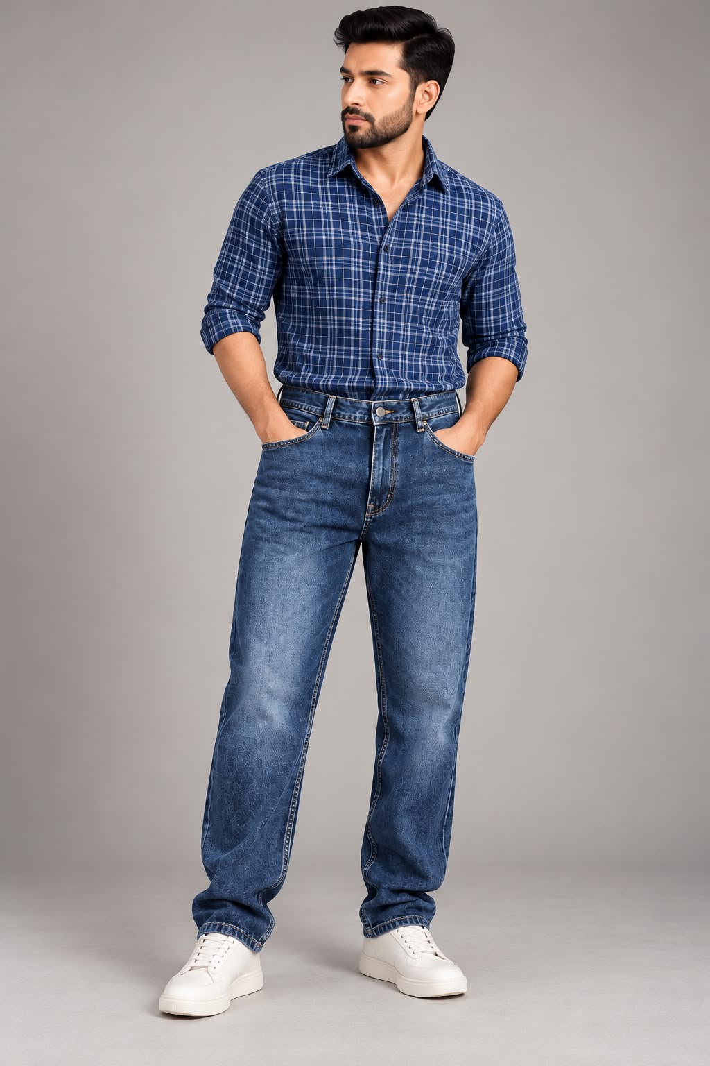 Maxgrapesy Men’s Blue Stone Wash Regular Fit Denim Jeans
