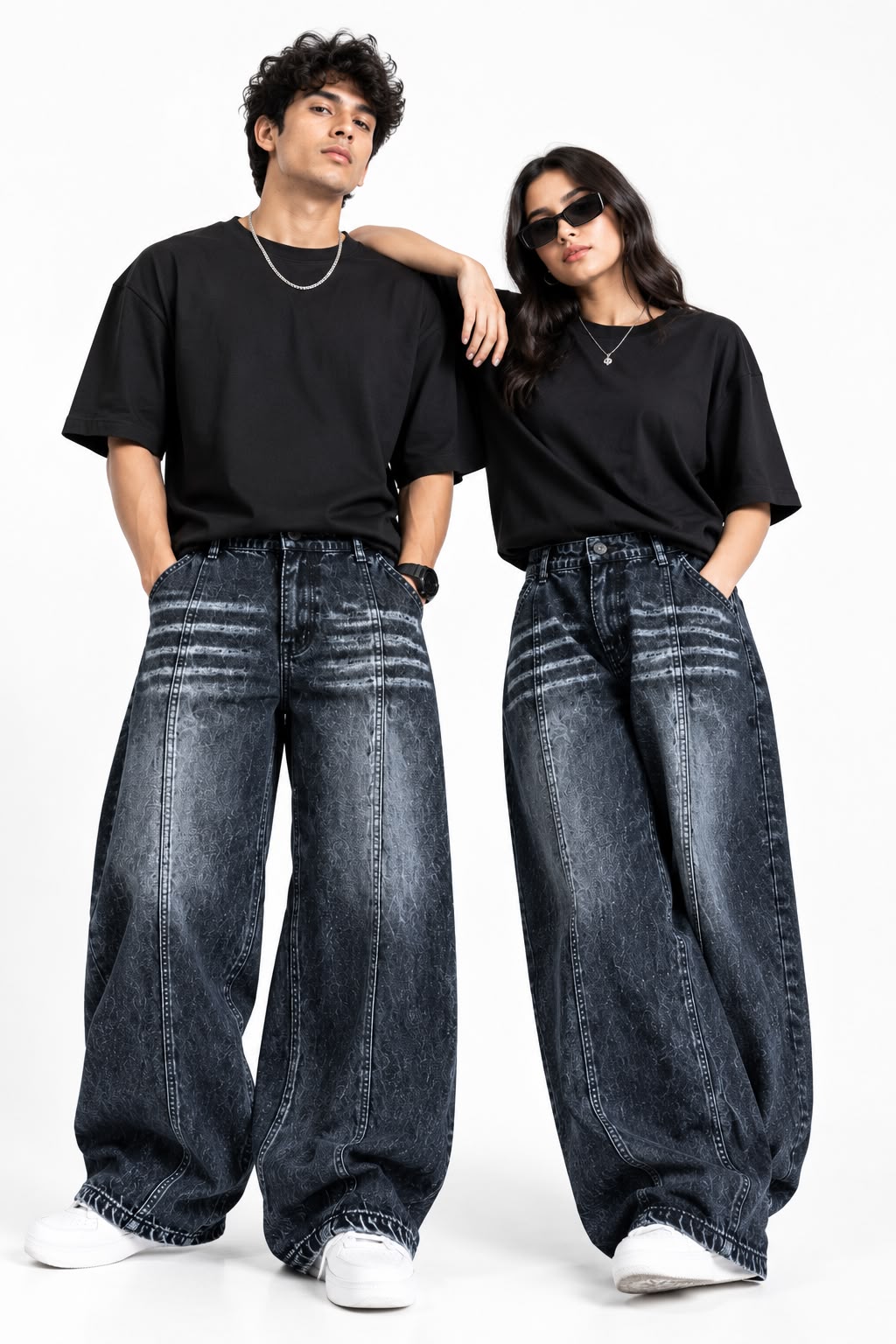 Maxgrapesy Premium Wide-Leg Baggy Jeans – Acid Wash Multicolour and Sizes Denim