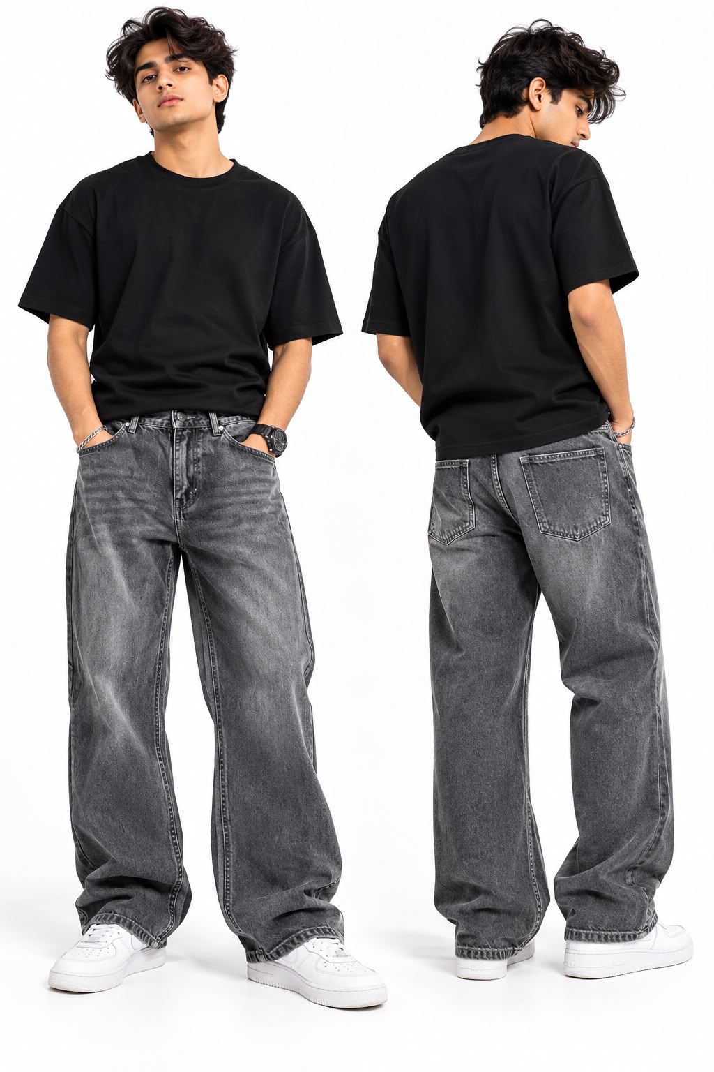 Maxgrapesy Urban Grey Wide-Leg Premium Unisex Denim Jeans