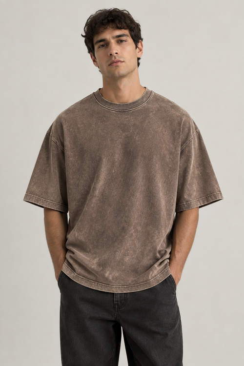 Acid Wash – Oversize T-Shirt For Mans. Round Neck Fabric 100% Cotton T-Shirt