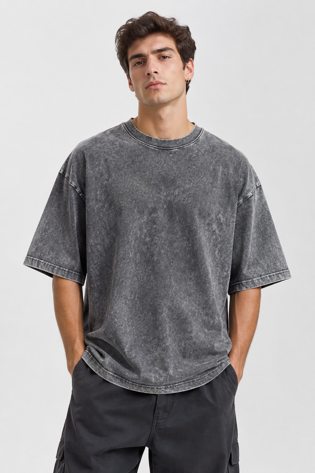 Acid Wash – Oversize T-Shirt For Mans. Round Neck Fabric 100% Cotton T-Shirt