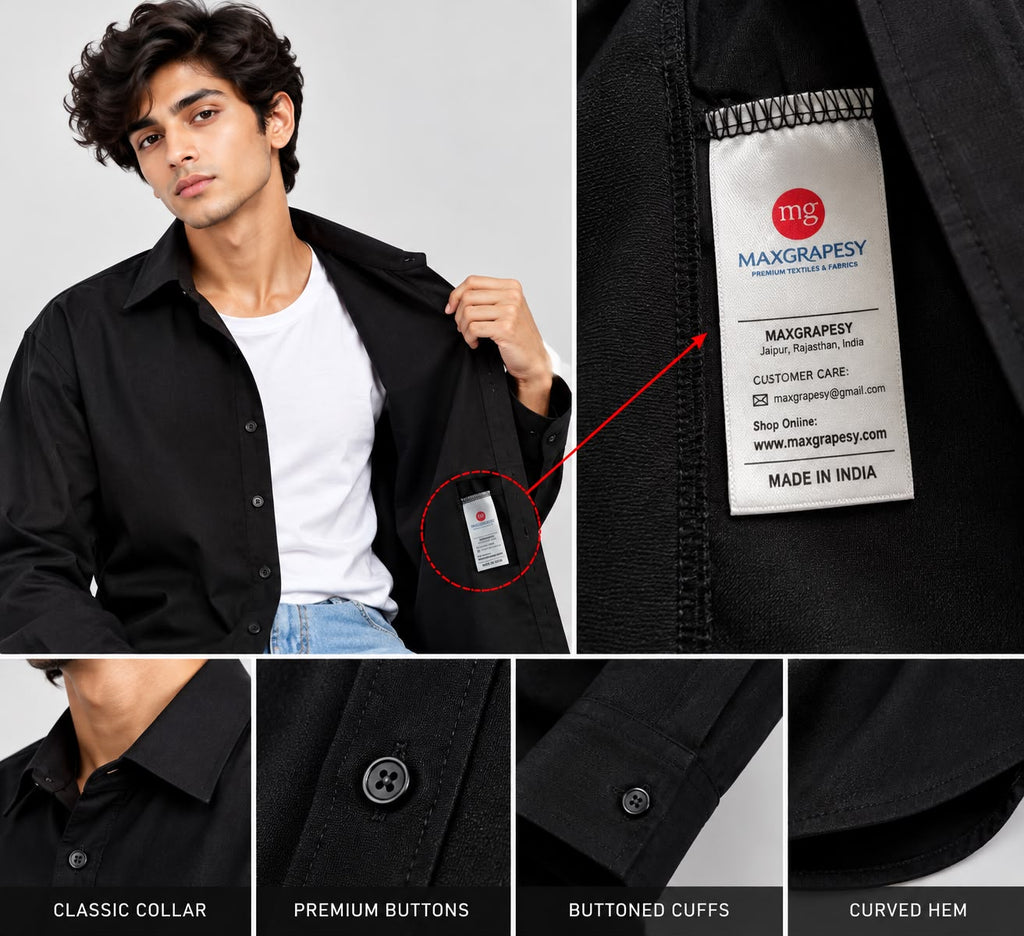 Maxgrapesy Men's Amazing Quality Shirt Perfect casual Black Colour