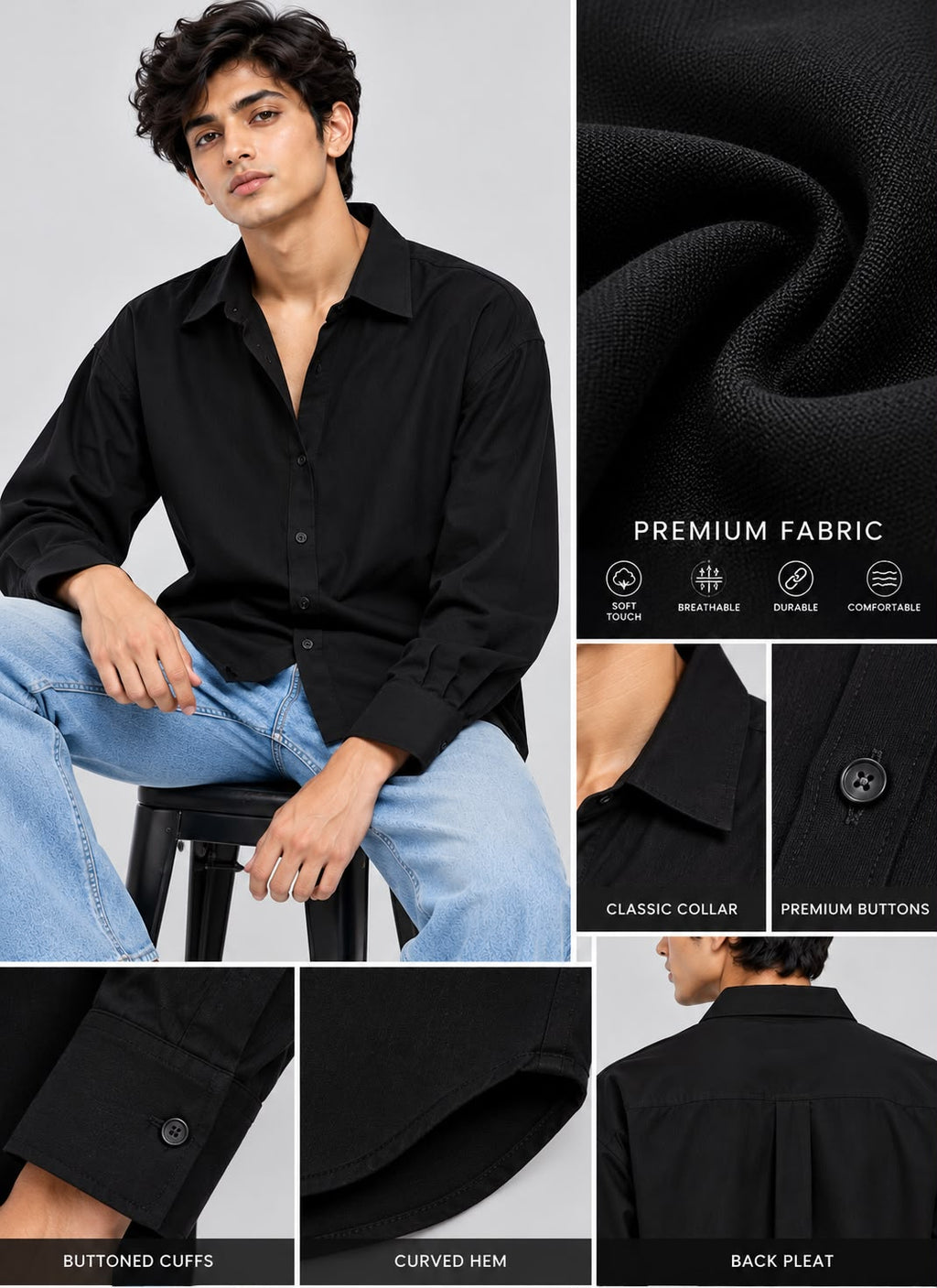 Maxgrapesy Men's Amazing Quality Shirt Perfect casual Black Colour