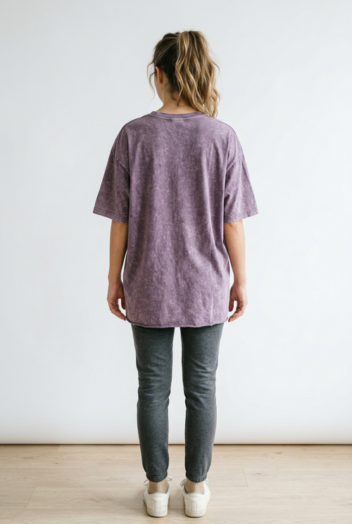 Maxgrapesy Acid Wash X Oversize round neck T-Shirt for unisex