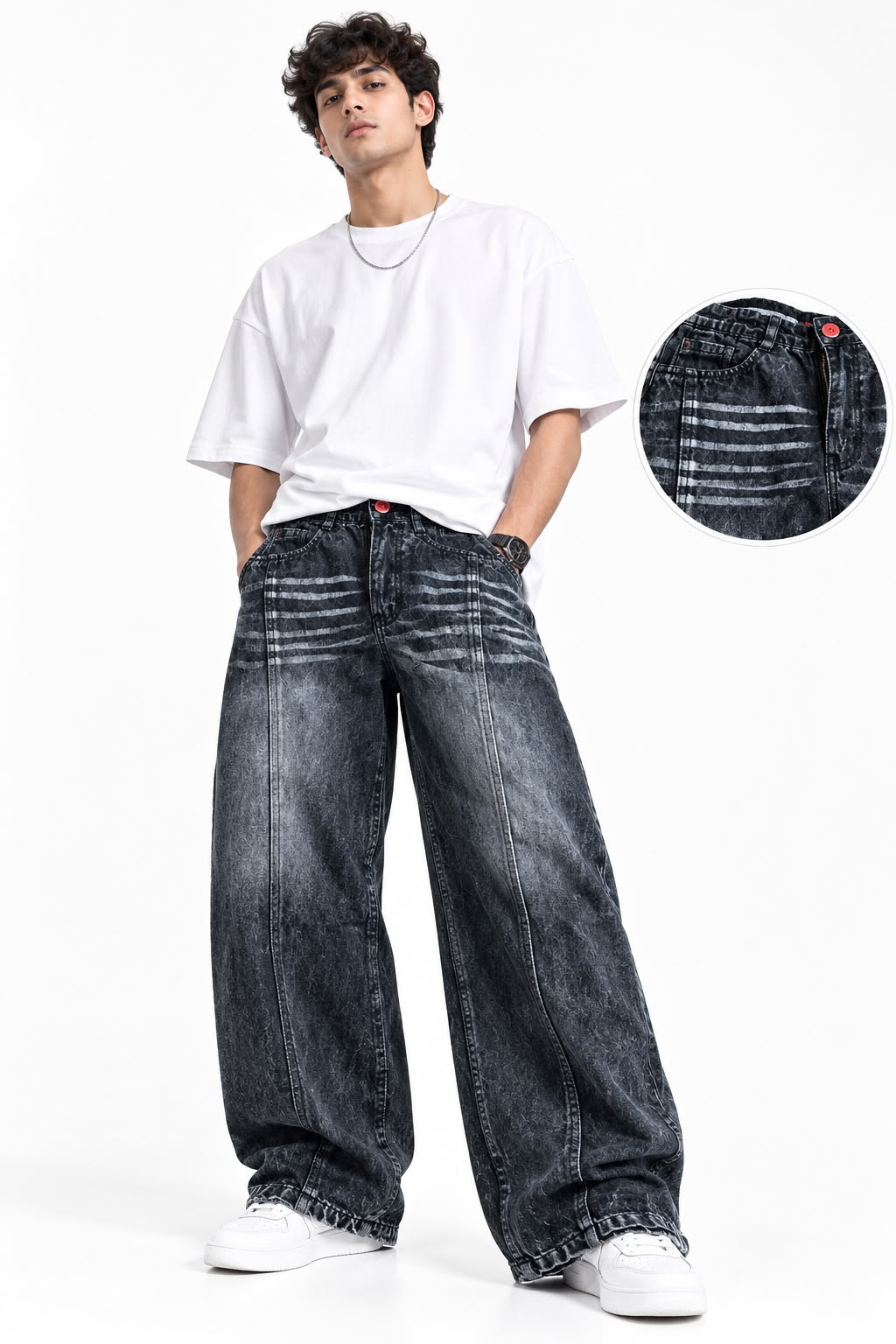 Maxgrapesy Premium Wide-Leg Baggy Jeans – Acid Wash Multicolour and Sizes Denim