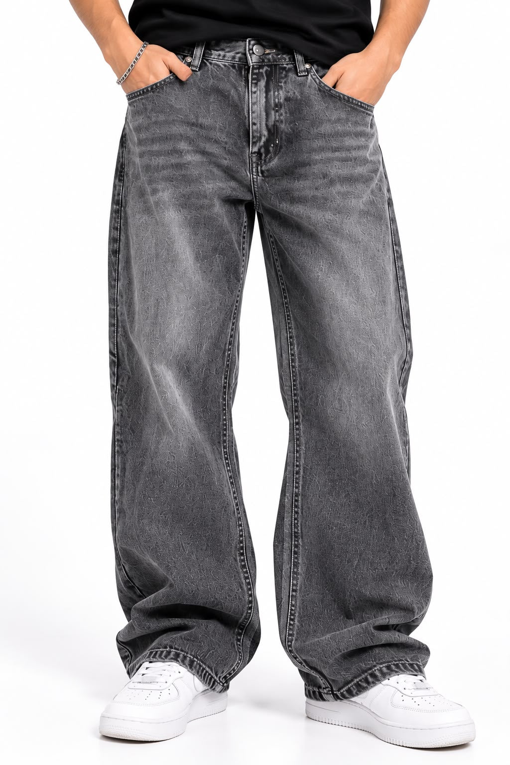 Maxgrapesy Urban Grey Wide-Leg Premium Unisex Denim Jeans